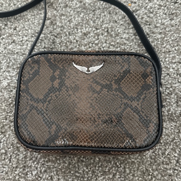 Zadig & Voltaire Black and Brown Snake Print Crossbody Bag - Picture 1 of 7